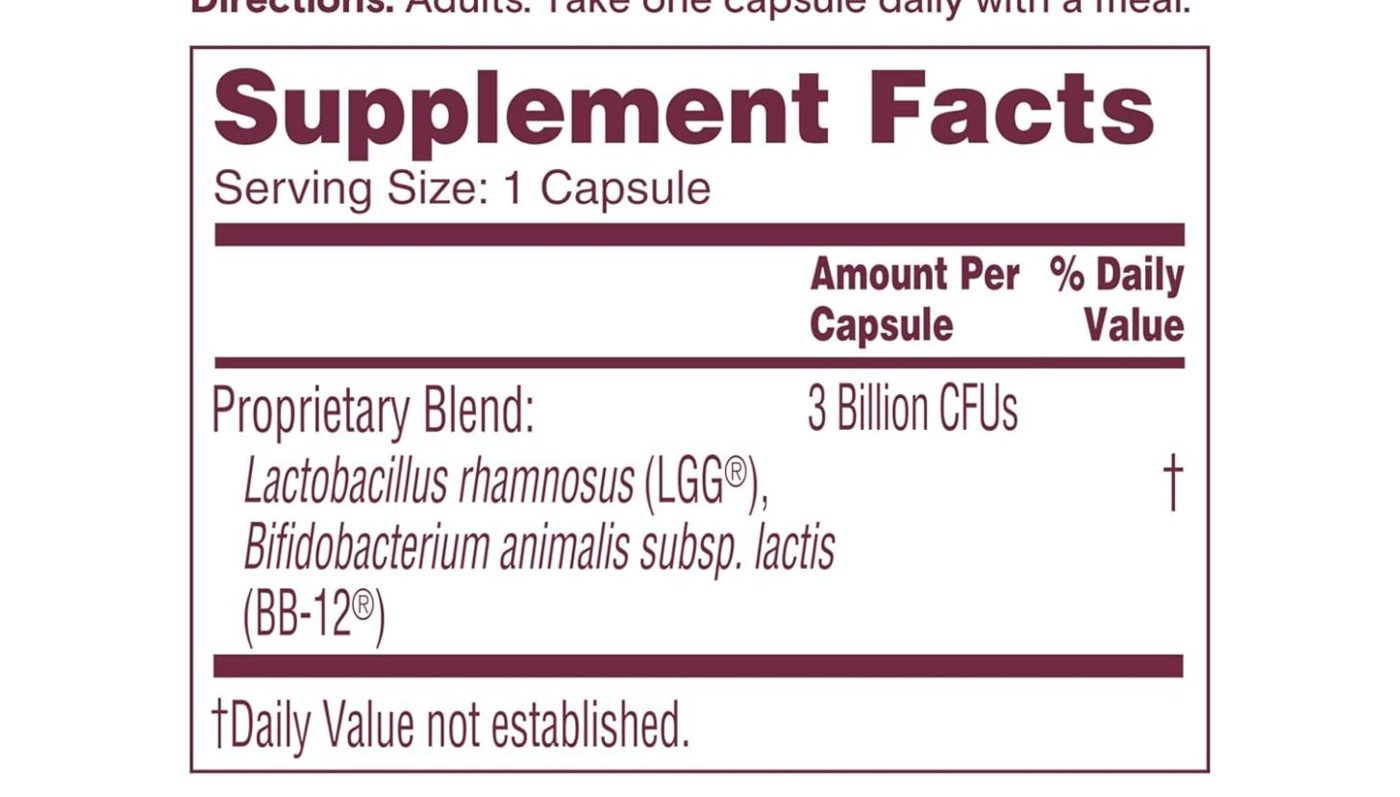 Supplement Facts panel of Phillips' Colon Health Daily Probiotic, captured 2026-09-27